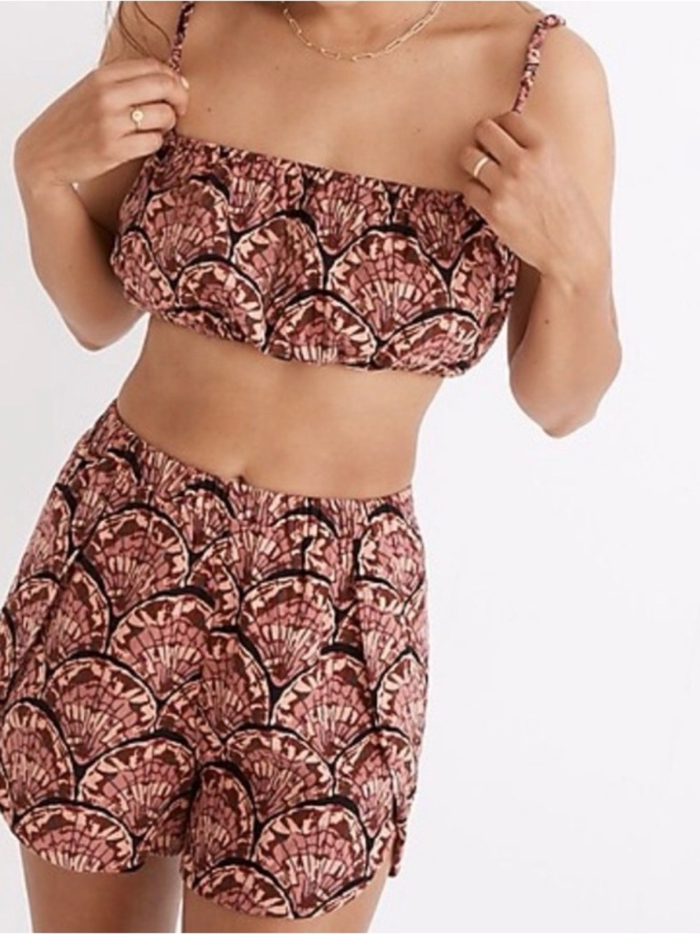 Madewell Crop Top in Blush Shell Print - Women